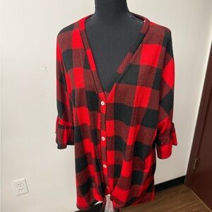Plaid Button-Up Women Buffalo Plaid Top Chic Soul Size 3X